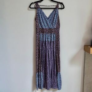 Marc by Marc Jacobs Majesty Plum Elm Print Colorblock Silk Midi Dress